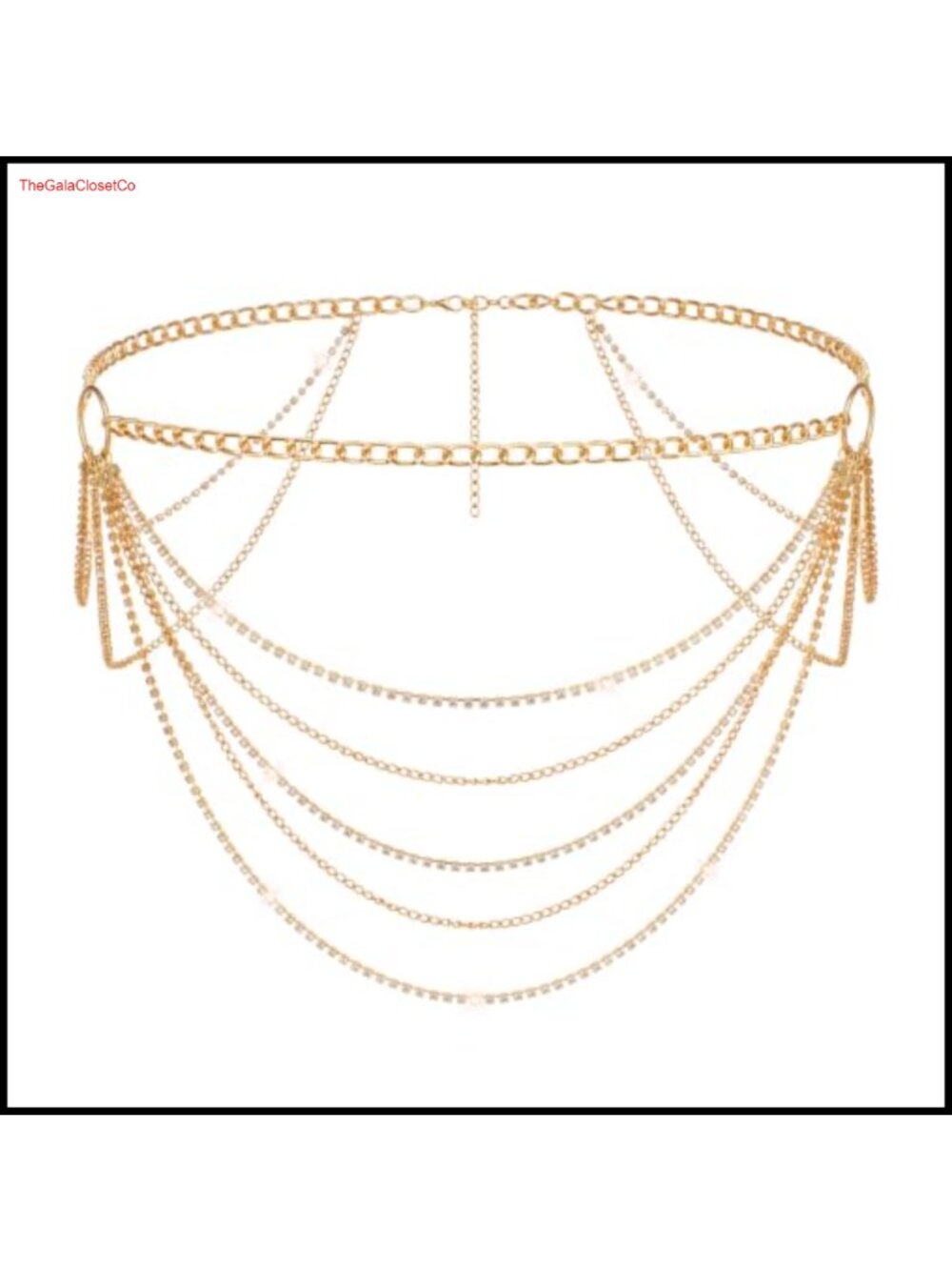 Rhinestone Layered Waist Chain Belt Adjustable Alloy Clasp